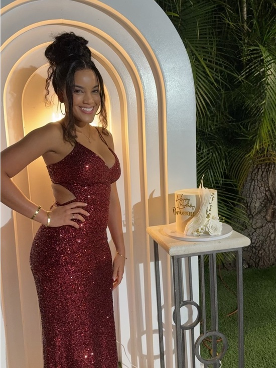 Dresses & Skirts - Sequined Burgundy Cutout Evening Gown